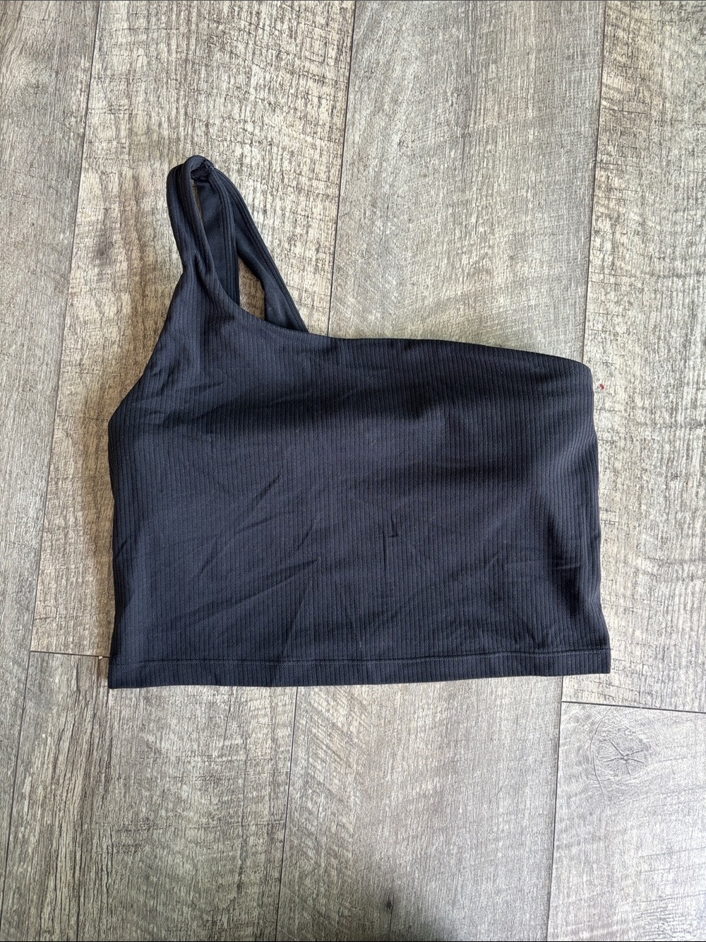 lululemon athletica Black One-Shoulder Ribbed Crop Tank